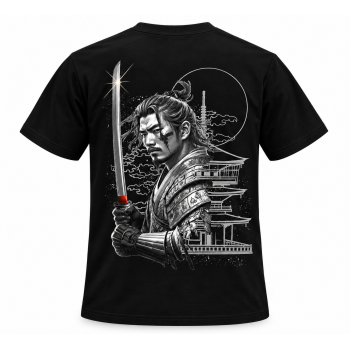 BGL T001 Men XXL Тениска черна МЪЖКА с щампа самурай размер XXL