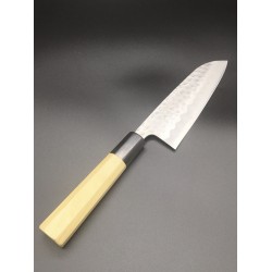 HAD 2350620 OUL White 2 Tsuchime със стоманена обвивка от неръждаема стомана Santoku 165 мм с дръжка от магнолия